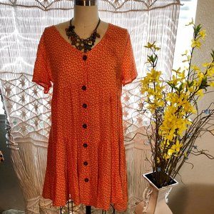 NWT Orange Floral Button Front Dress- M